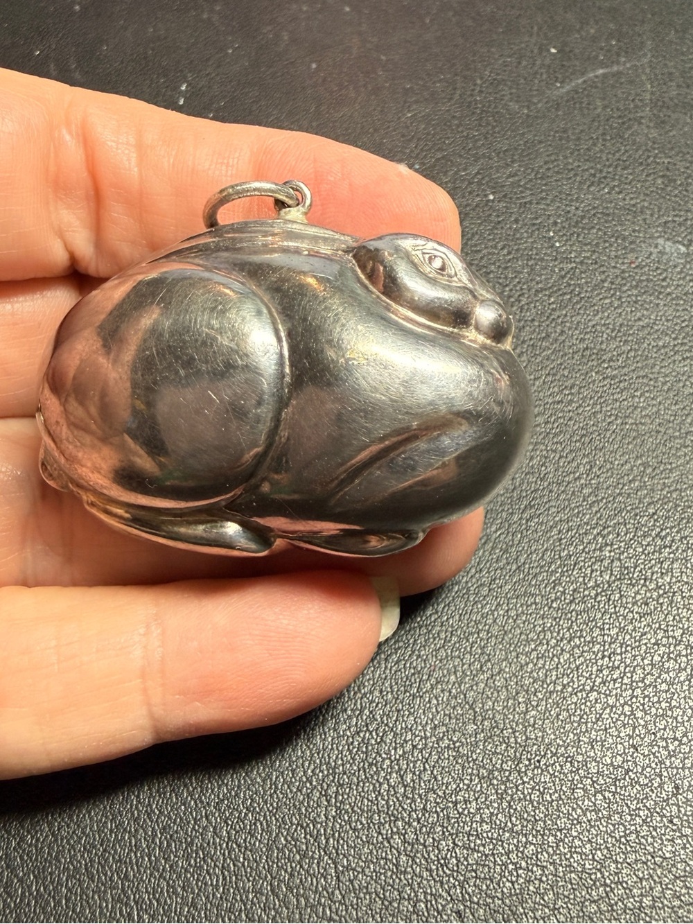 Vintage Sterling Puffy Bunny Rabbit Pendant Ornament Possible RM TRUSH? 15.7 gr.